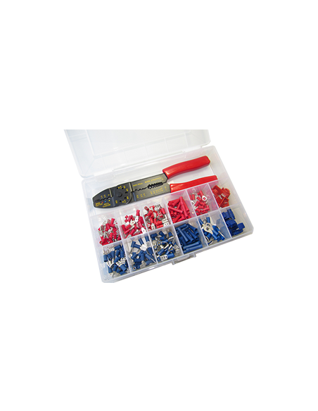 Surtido de terminales de crimpar, 261 uds, con pinzas ref.: AST_COS_002