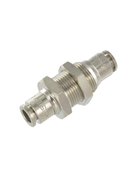 Racor pasatabique niquelado doble Ø6 80006