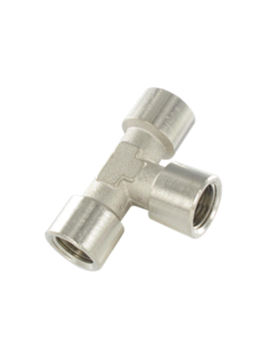 Racor de latón hembra hembra cilindrico en T igual