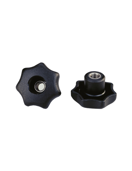 Pomo de apriete estrella de poliamida Ø 40 mm con orificio pasante M8