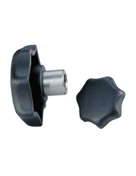 Pomo de apriete estrella poliamida Ø 32 mm con inserto M6 ref.: TAP_BOU_INS_32M6