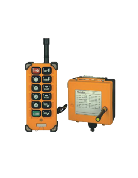 Mando a distancia emisor + receptor radio, 4 ejes, 2 sentidos 24 V