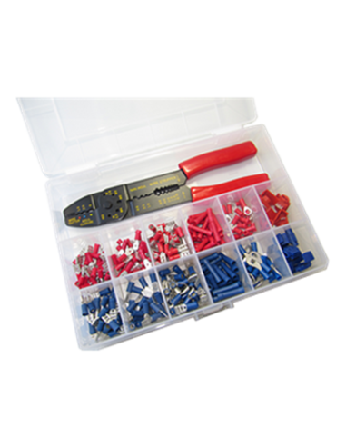 Surtido de terminales de crimpar, 261 uds, con pinzas