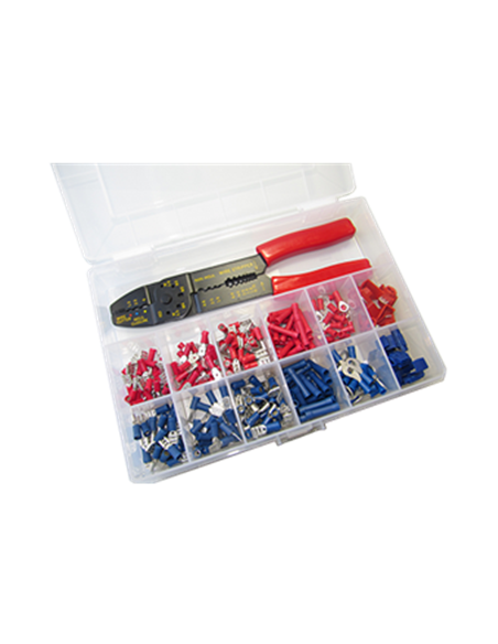 Surtido de terminales de crimpar, 261 uds, con pinzas