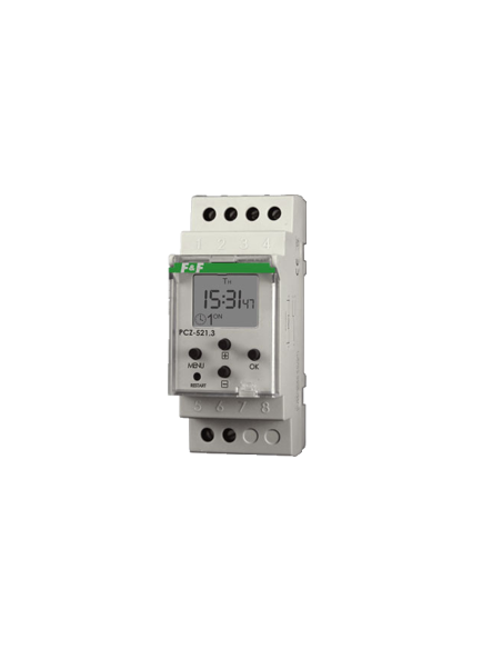 Reloj programable, 1 C/O, 16 A, 24/264 V AC/DC, 2 módulos PCZ-521