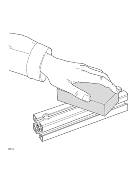 Bloque abrasivo para perfiles de aluminio
