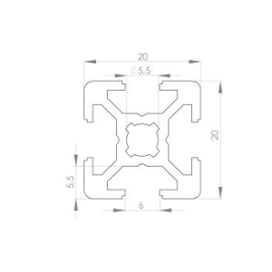 Perfil de aluminio 20x20 Ranura 6 mm | EASI-Spare