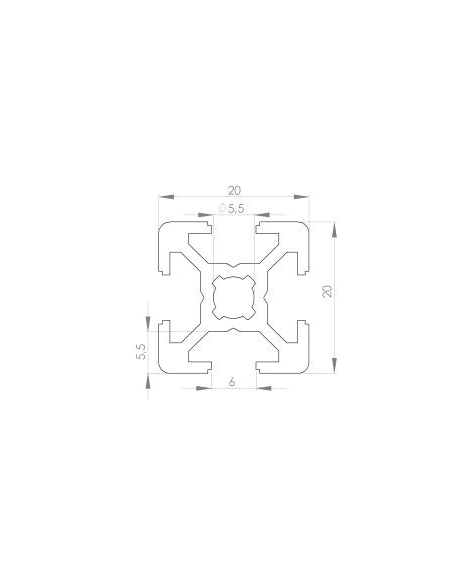 Perfil de aluminio 20x20 Ranura 6 mm | EASI-Spare