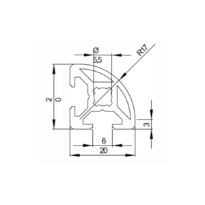 Perfil de aluminio 20x20R ranura de 6 mm | EASI-Spare