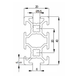 Perfil de aluminio 20x40 con ranura de 6 mm | EASI-Spare