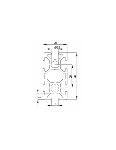 Perfil de aluminio 20x40 con ranura de 6 mm | EASI-Spare