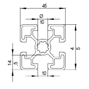 Peril de aluminio 45x45 L ranura de 10 mm| EASI-Spare