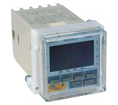 Reloj programable 0.01 s 59 h, LCD, 220 V, montaje en panel